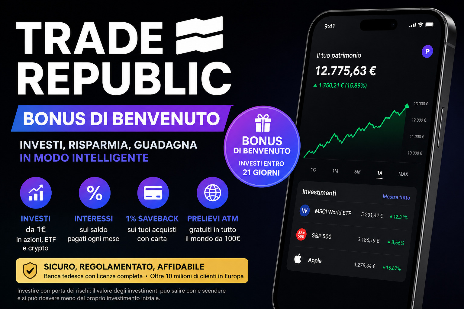 Bonus Trade Republic 2026 investimenti e interessi